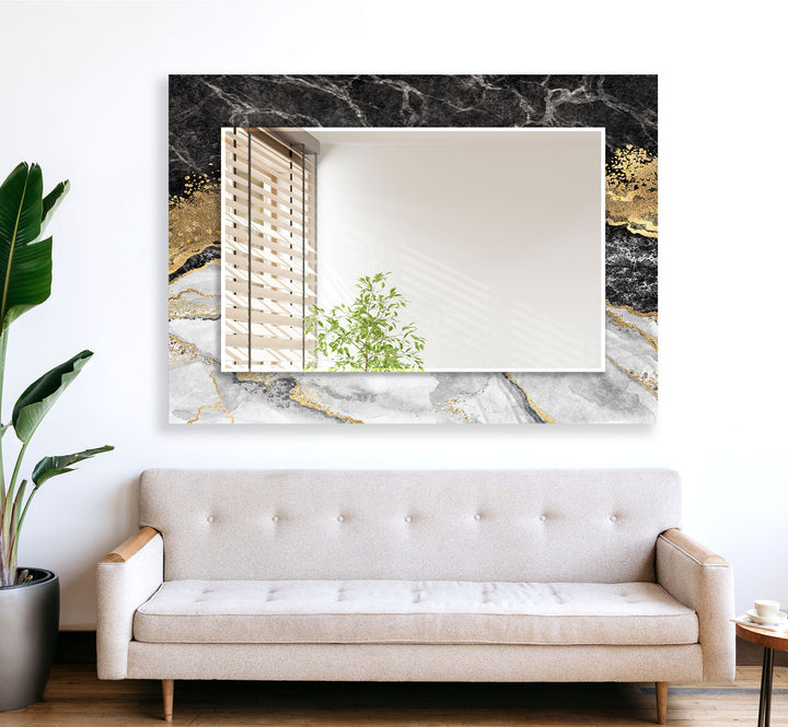 Black Marble with Golden Wall Mirror