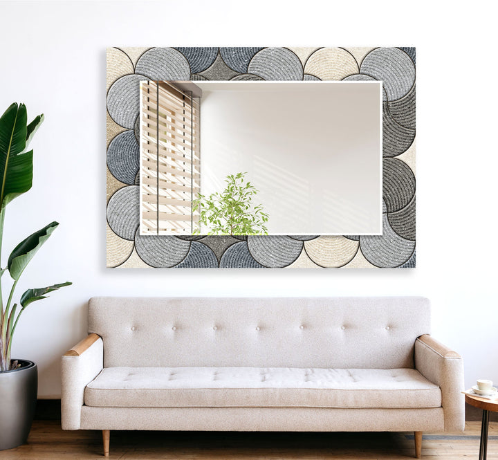 Grey Circles Details Wall Mirror Bedroom Wall Mirror
