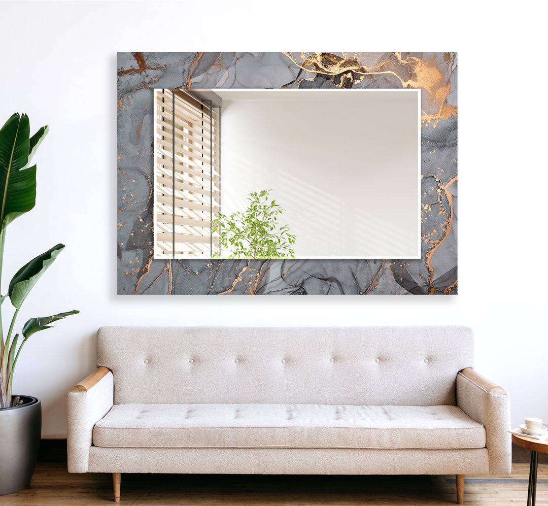 Bronze & Grey Marble Wall Mirror Marble Wall Mirror
