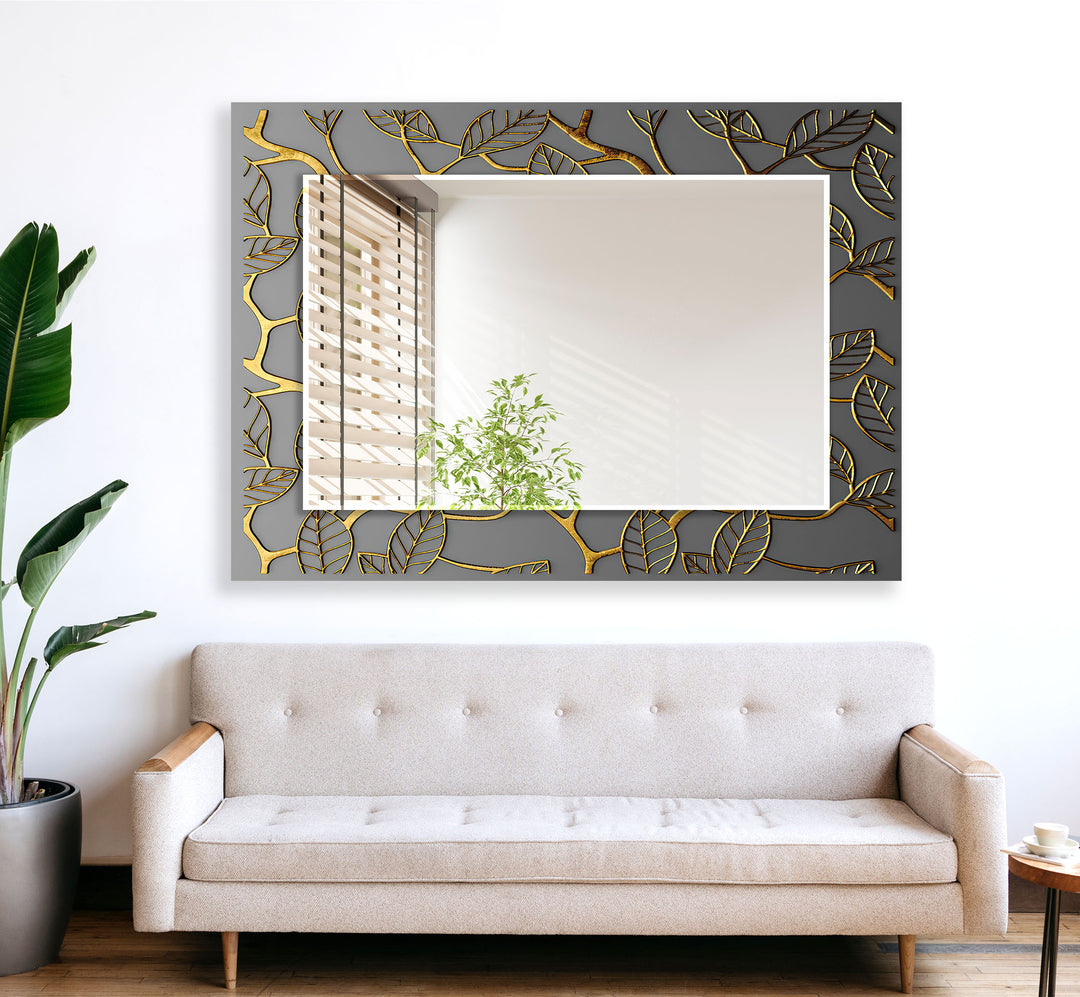 Abstract Gray Golden Line Wall Mirror Abstract Wall Mirror
