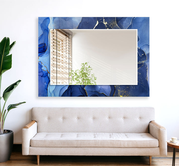 Blue & White Wall Mirror mirrors in black
