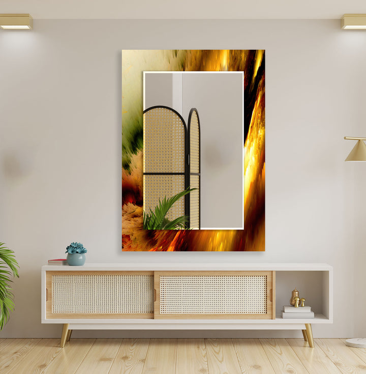 Gold & Orange Abstract Wall Mirror white mirror
