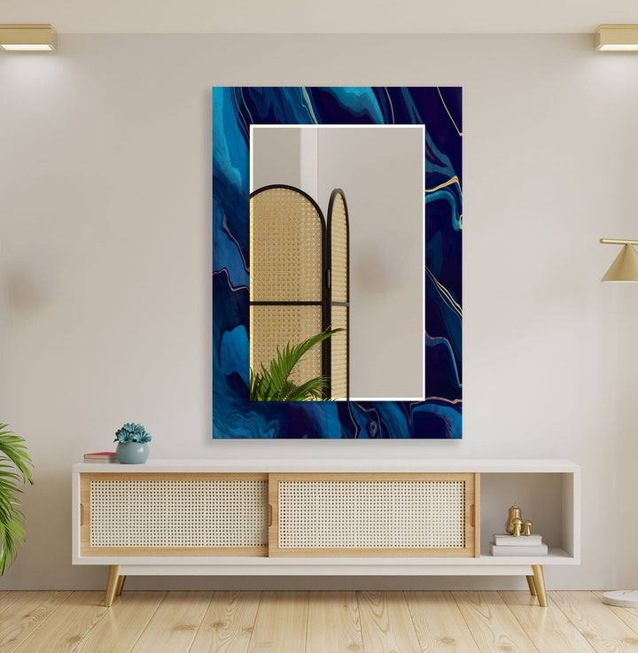 Blue Wavy Abstract Wall Mirror mirror wall art
