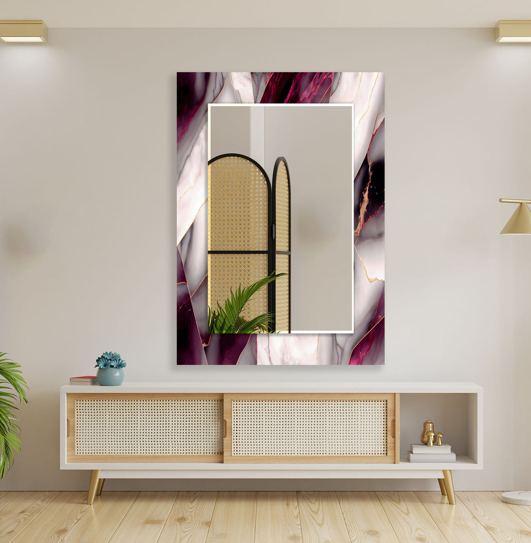 Dark Pink & White Marble Wall Mirror full body mirror
