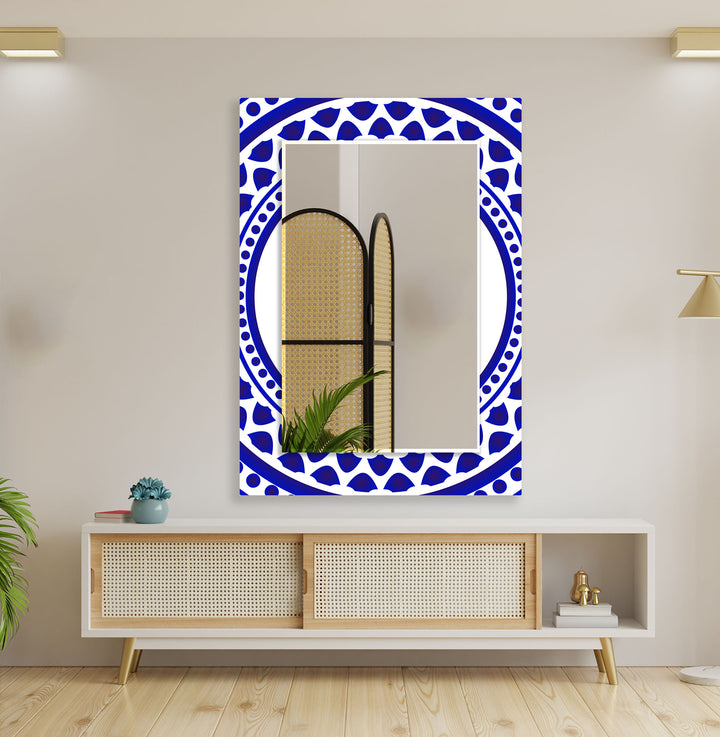 Dark Blue Abstract Wall Mirror Long Mirror
