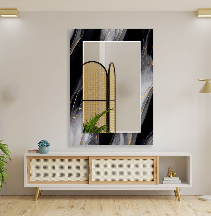 Black Gray Marble Wall Mirror