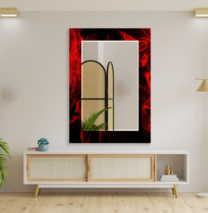 Abstract Tempered Glass Wall Mirror