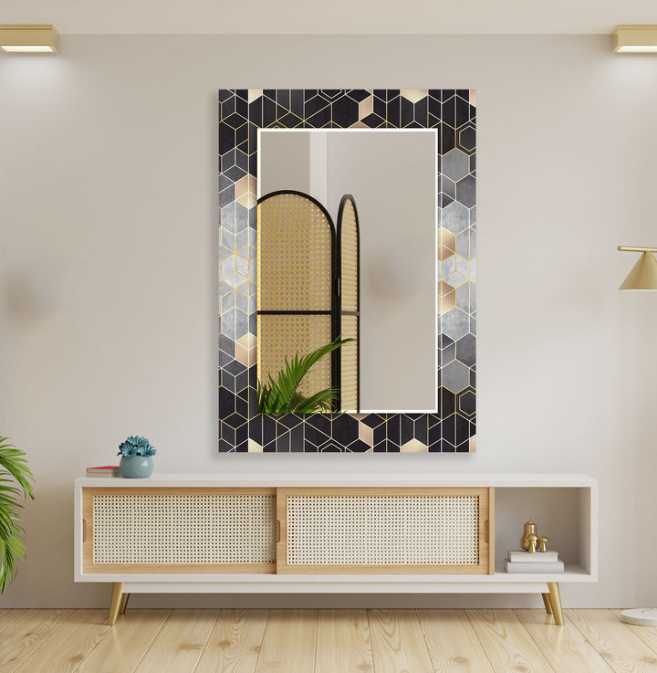 Black Golden Hexagon Wall Mirror Black Wall Mirror
