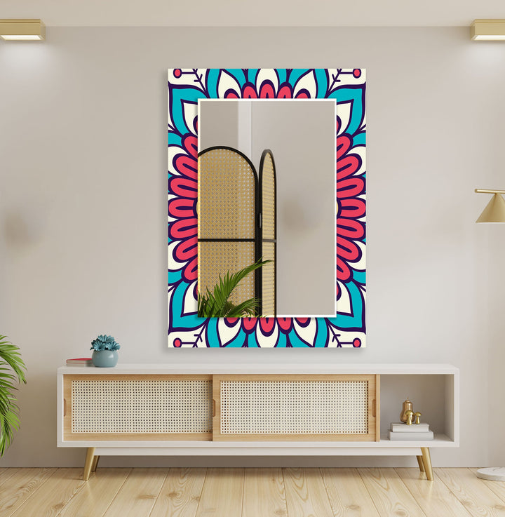 Pink & Blue Mandala Wall Mirror Mosaic Mirror 
