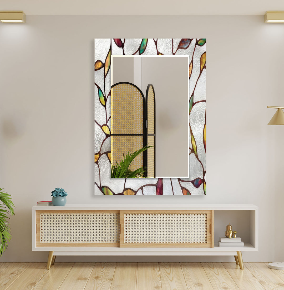 Yellow Leafs Abstract Wall Mirror oversized wall mirrors
