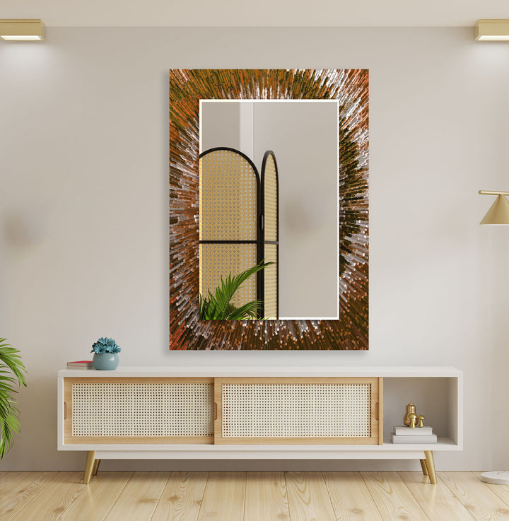 Orange & Brown Abstract Wall Mirror Modern Wall Mirror
