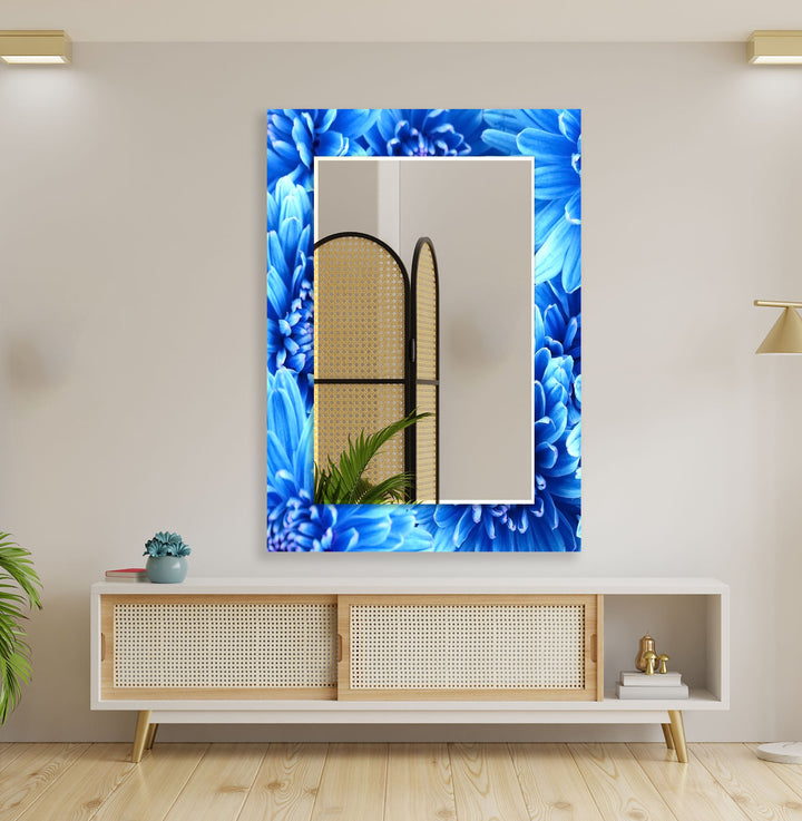 Big Blue Flowers Wall Mirror full length mirrors
