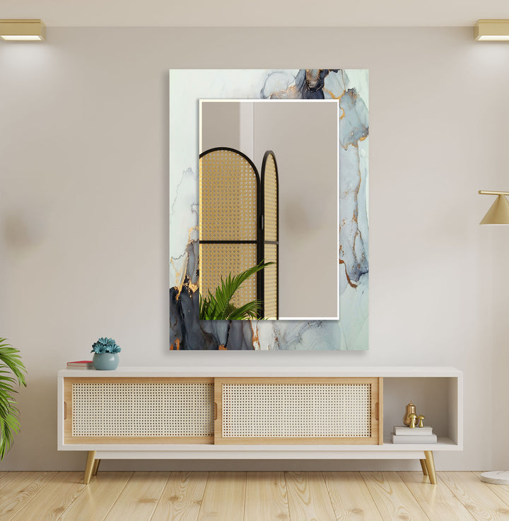 White and Grey Marble Design Wall Mirror Long Wall Mirror
