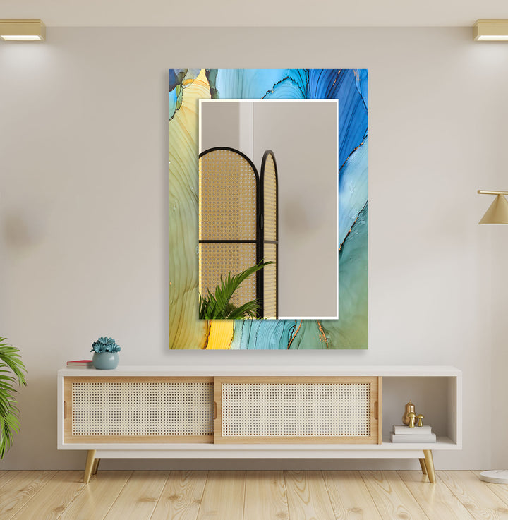 Blue Abstract Wall Mirror oversized mirror
