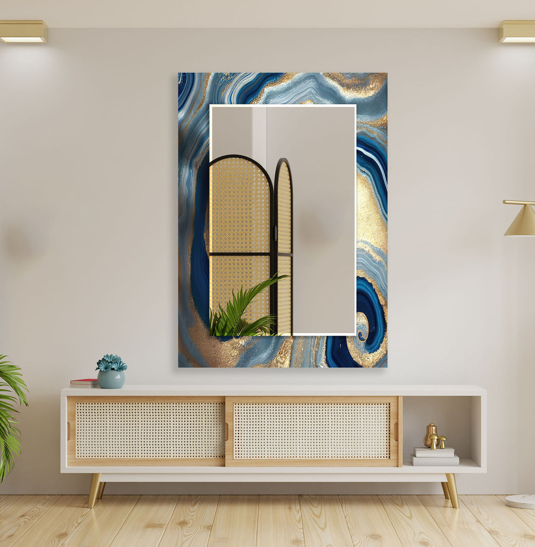 Blue Epoxy Wall Mirror Long Mirror
