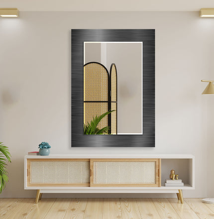 Abstract Tempered Glass Wall Mirror