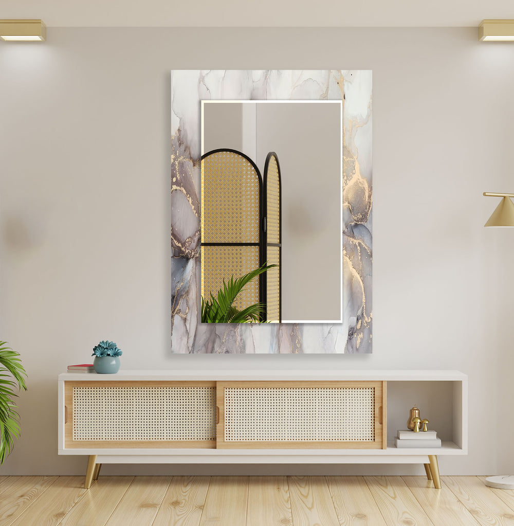 Silver & Gold Marble Wall Mirror Living Room Mirror
