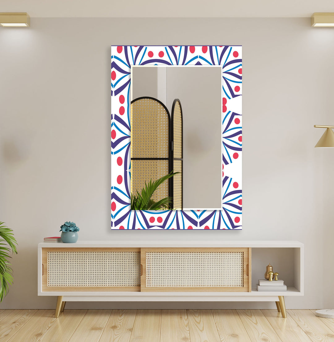 Red and Blue Mandala Wall Mirror Marble Wall Mirror
