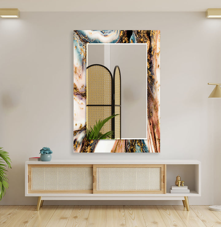 Brown Golden Abstract Wall Mirror Small Mirror
