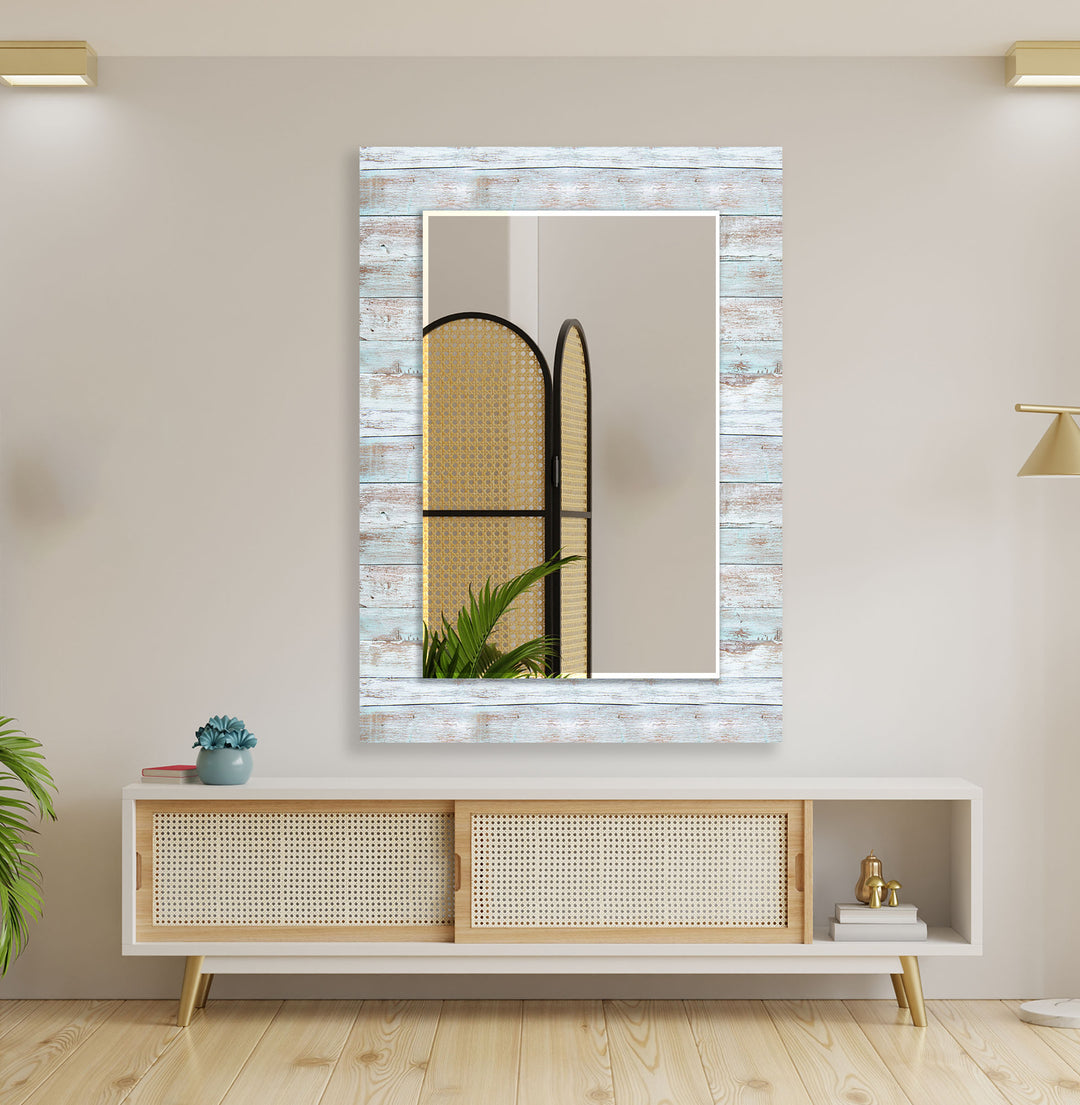 White Wood Design Wall Mirror Living Room Mirror
