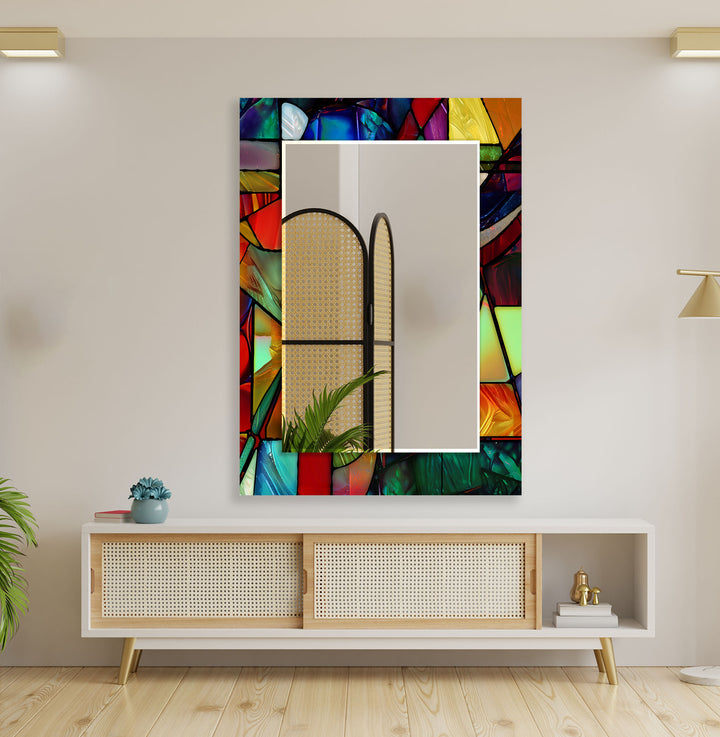 Stained Neon Oil Art Wall Mirror Living Room Wall Mirror
