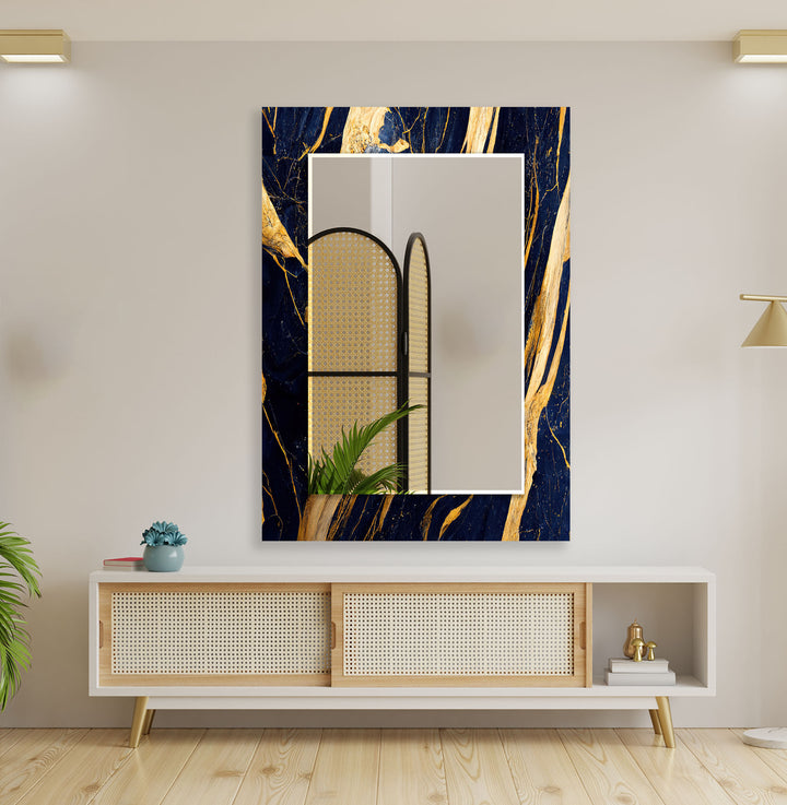 Marble Navy Blue & Gold Wall Mirror full length mirrors
