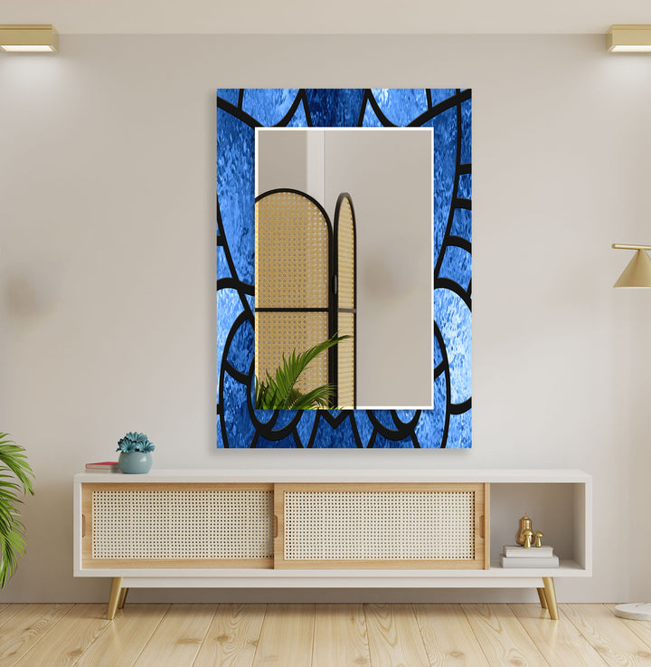 Navy Blue Stained Wall Mirrors Dining Room Wall Mirror
