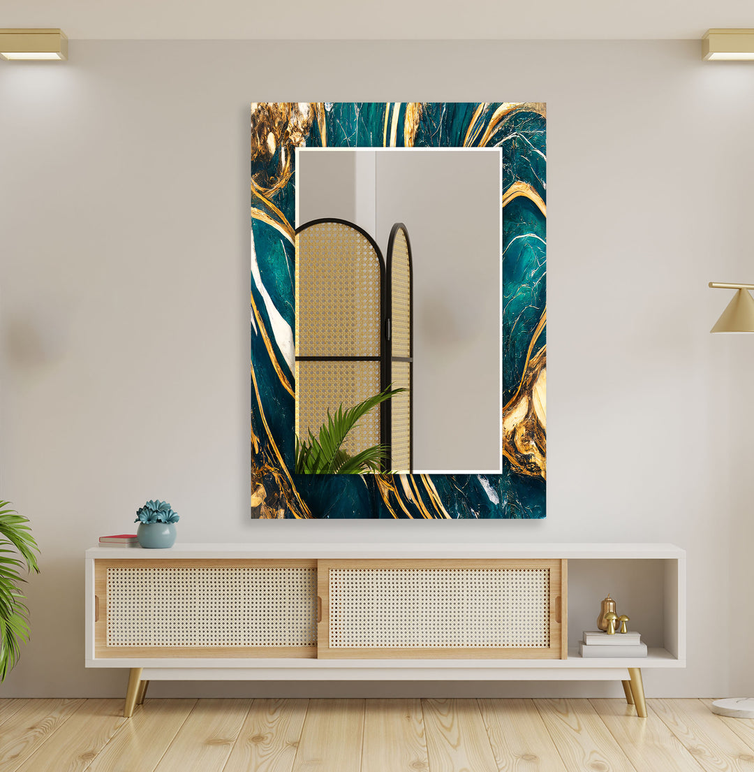 Abstract Green and Gold Wall Mirrors Abstract Wall Mirror
