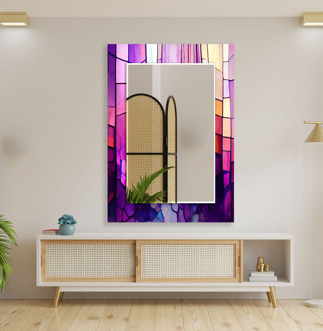 Stained Purple Wall Mirrors Modern Wall Mirror
