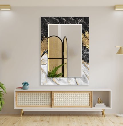 Black Marble with Golden Wall Mirror