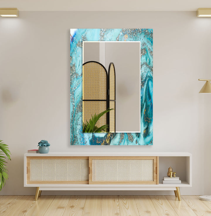 Light Blue Epoxy Wall Mirror Mosaic Wall Mirror
