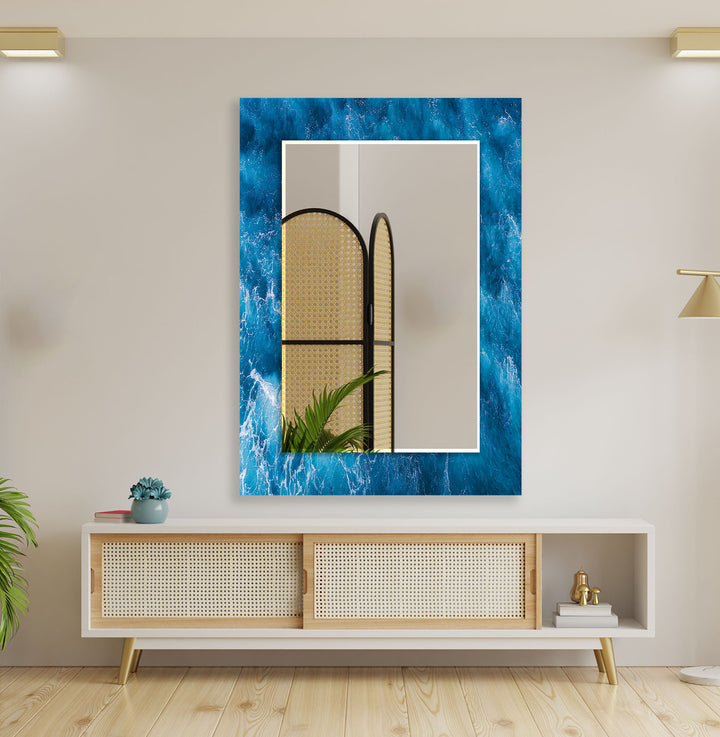 Blue Ocean Wave Wall Mirrors gold floor mirror
