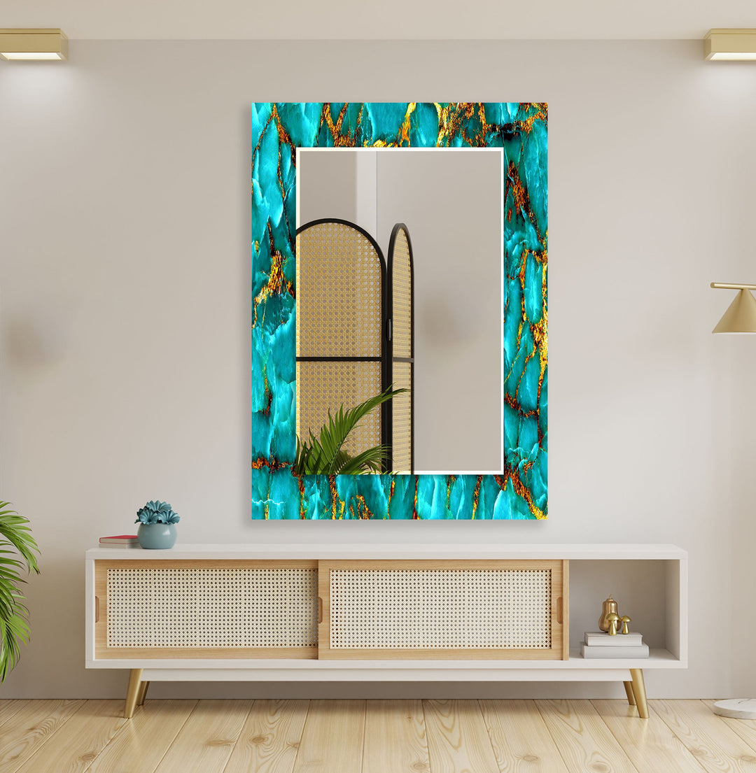 Turquoise & Gold Abstract Wall Mirror oversized wall mirrors
