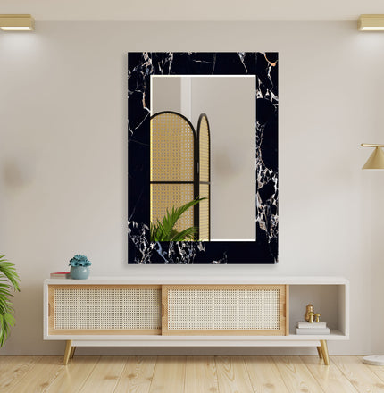 Abstract Tempered Glass Wall Mirror