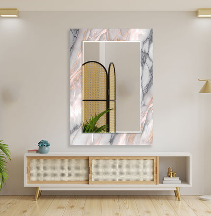 Abstract Tempered Glass Wall Mirror