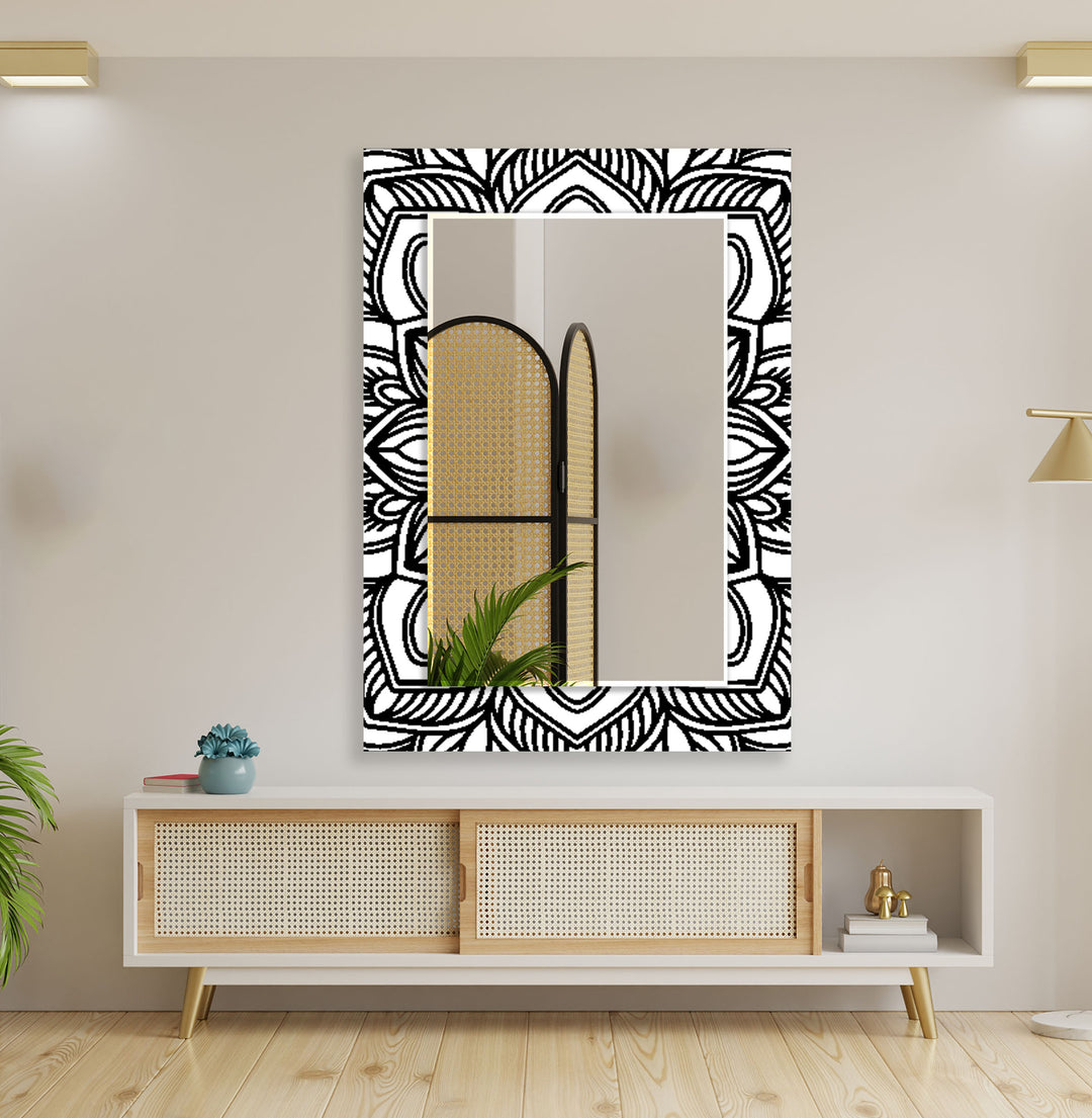 Abstract with Gold Details Wall Mirror Wood Mirror