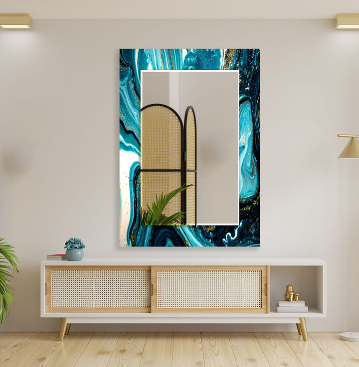 Blue & White Epoxy Wall Mirror Bathroom Wall Mirror
