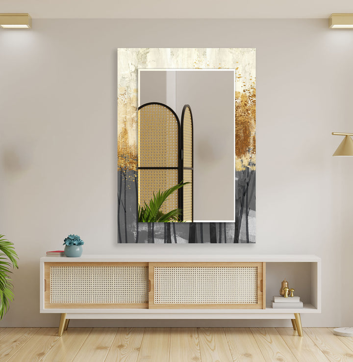 Abstract Golden Trees Wall Mirror wall mirror
