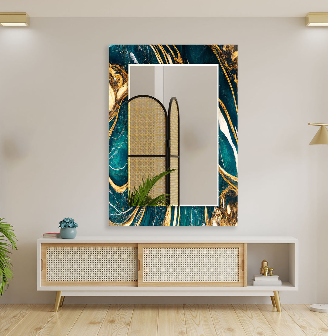 Dark Green & Gold Wall Mirror mirror black
