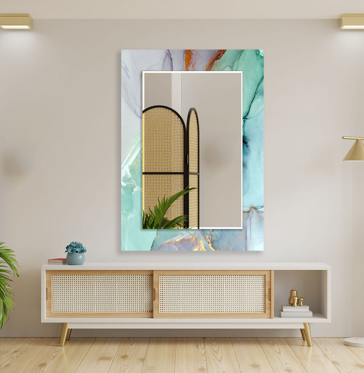 Turquise Abstract Wall Mirrors