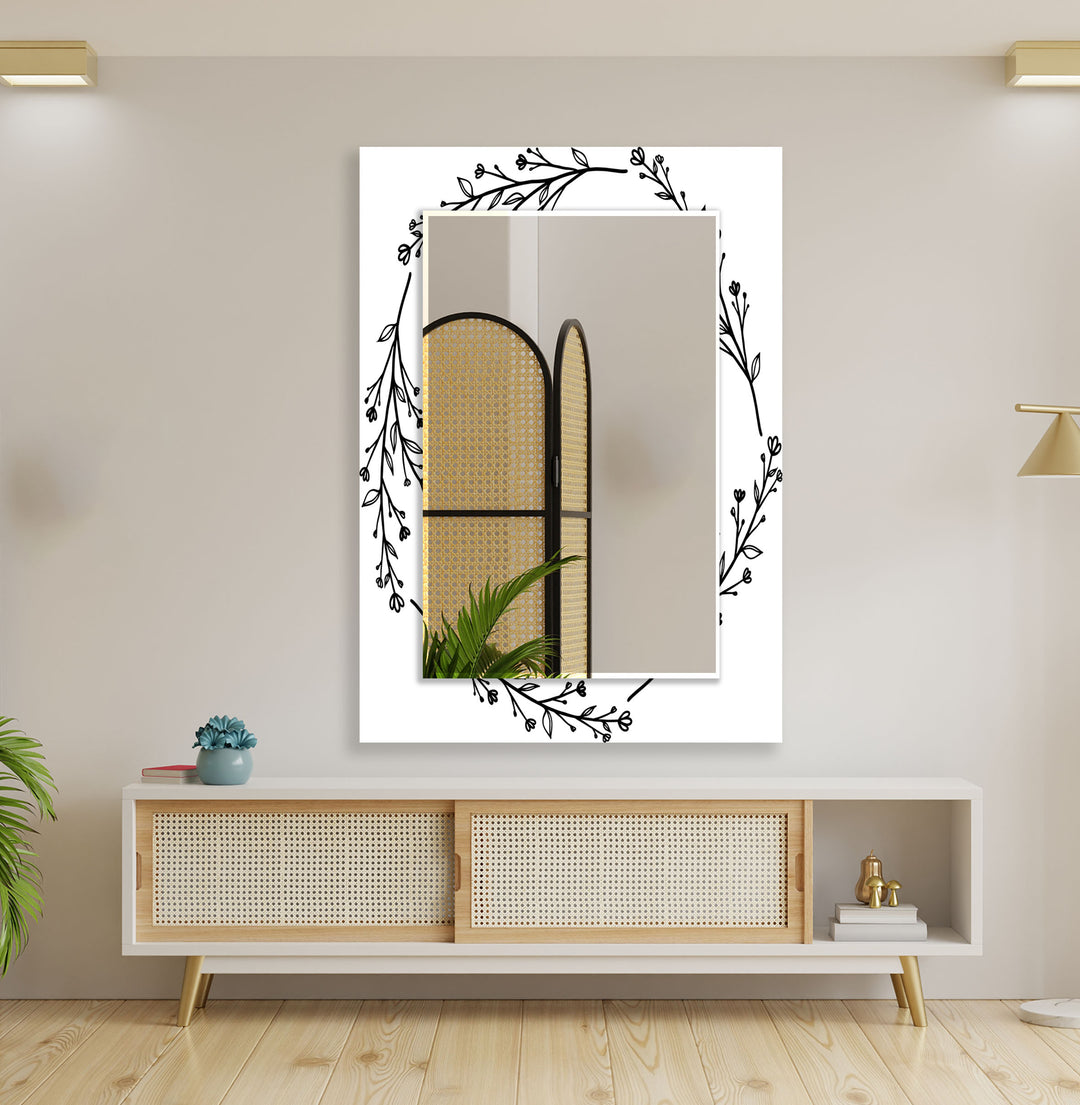 Cartoon Flower Branches Wall Mirror Modern Wall Mirror
