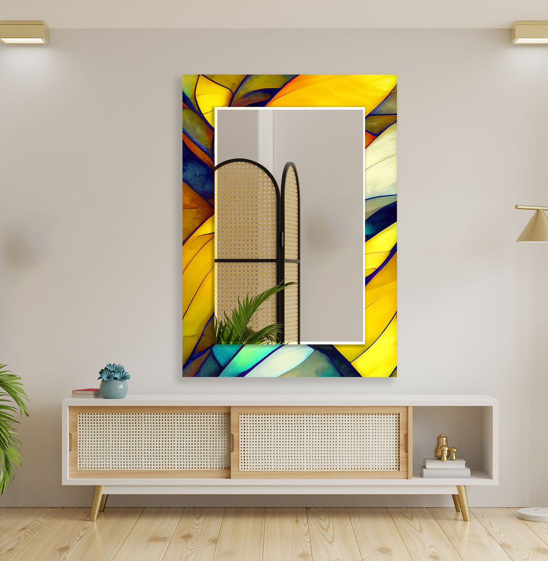 Stained Yellow Wall Mirror Modern Mirror
