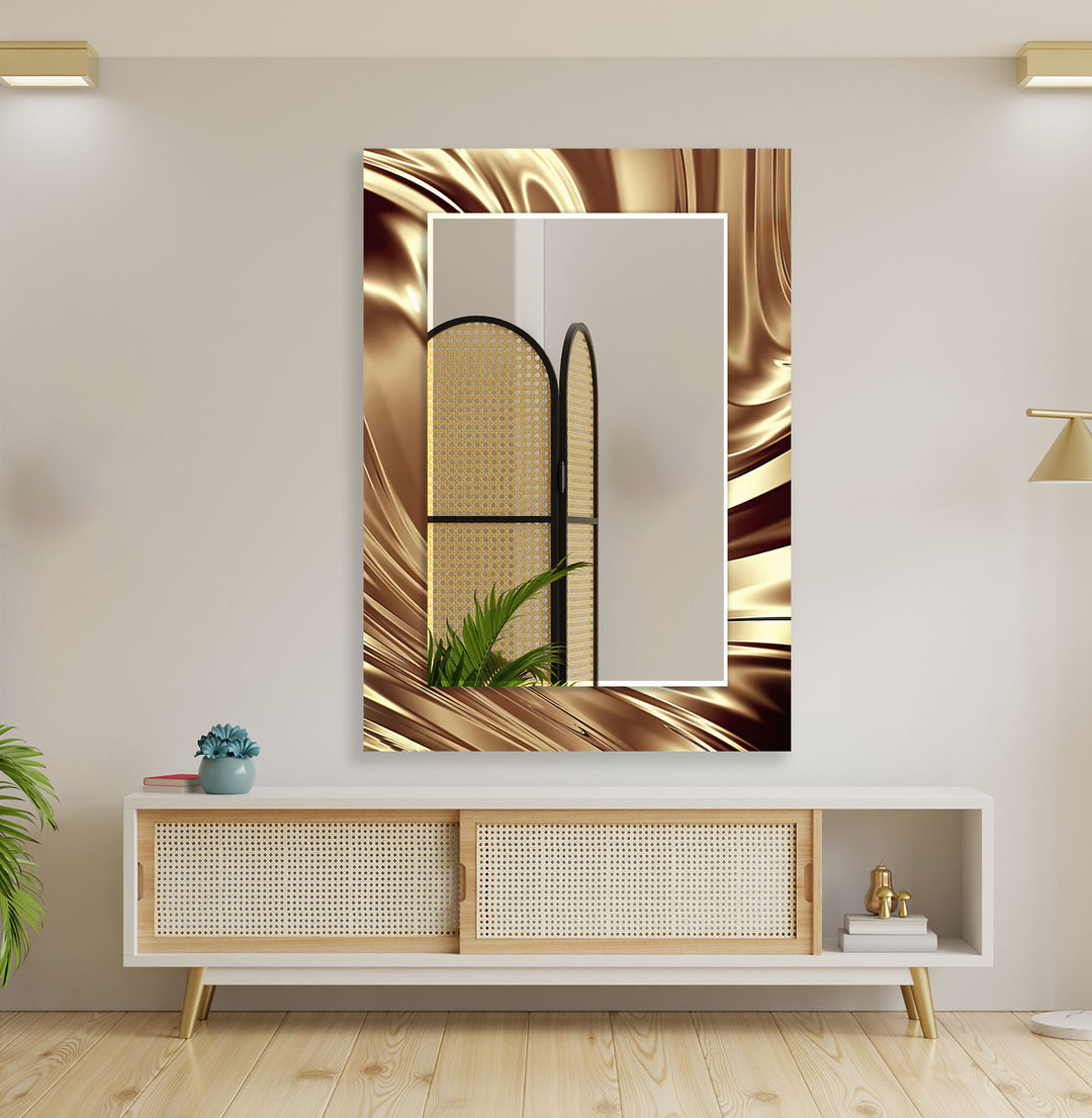 Abstract Shiny Brown Wall Mirror Gold Wall Mirror
