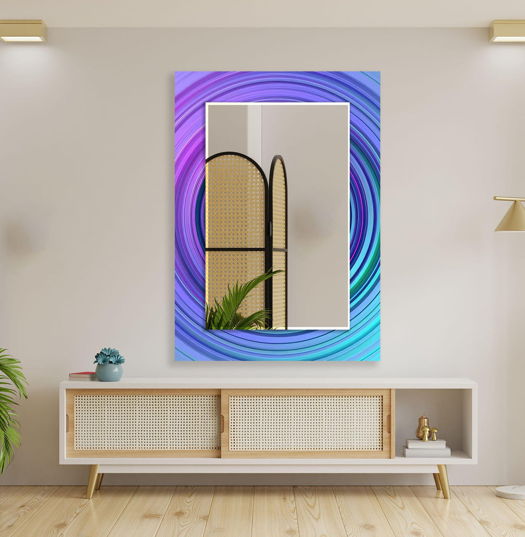 Purple & Blue Round Wall Mirror white framed mirror
