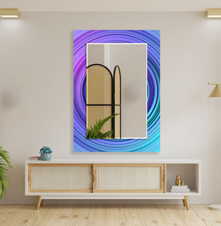 Purple & Blue Round Wall Mirror white framed mirror
