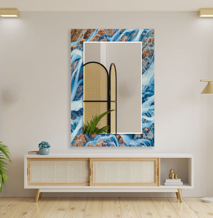 Abstract Tempered Glass Wall Mirror