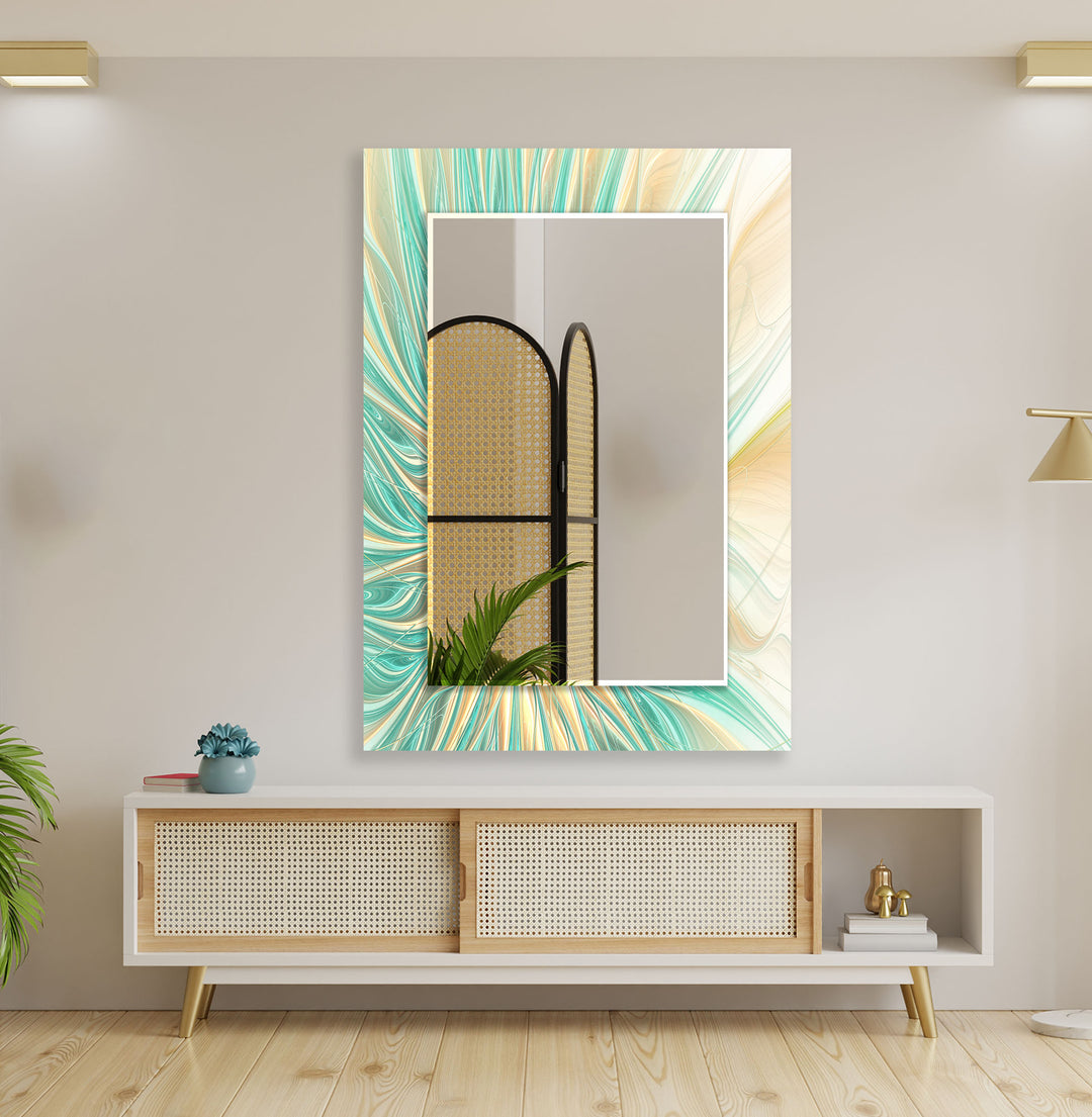 Green Golden Shiny Wall Mirror Long Wall Mirror
