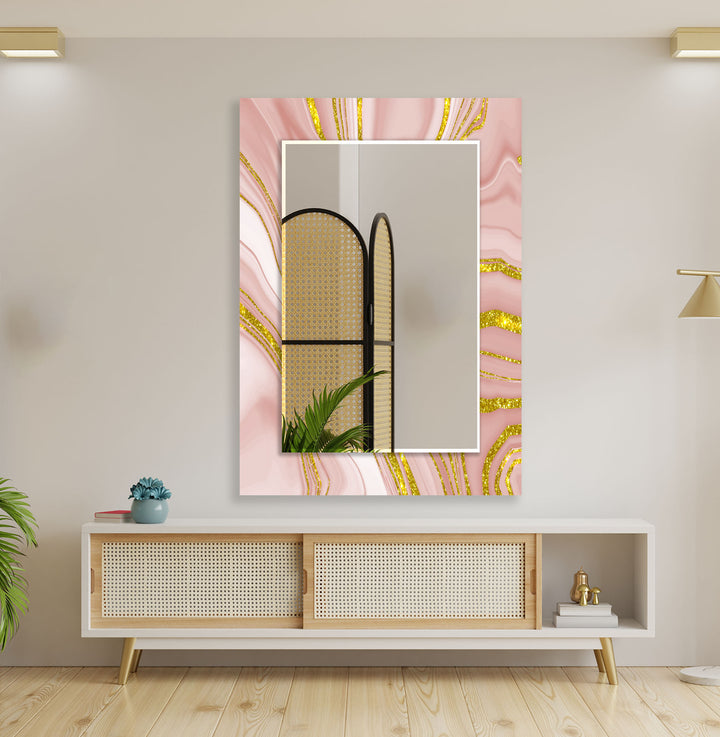 Pink Gold Details Wall Mirror Gold Wall Mirror
