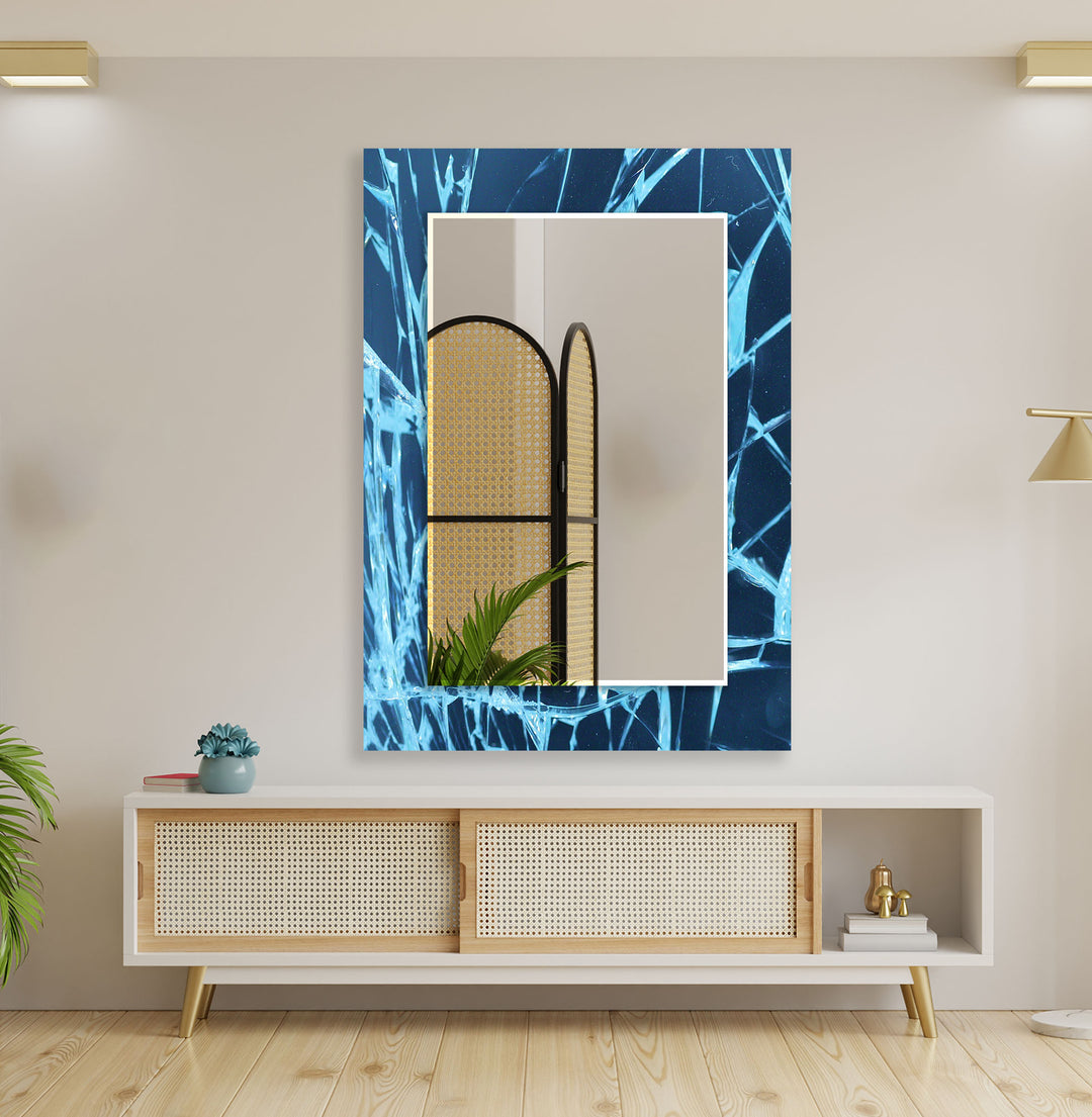 Blue Cracked Wall Mirrors large living room mirror
