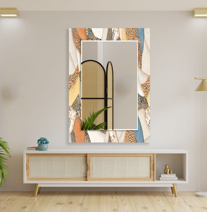 Mosaic Beige & Orange Wall Mirrors oversized wall mirrors
